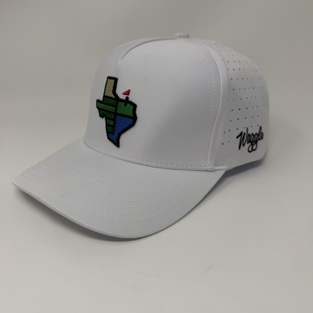 Waggle Hat Cap Snap Back Mens One Size White Texas Golf Perforated Patch Logo